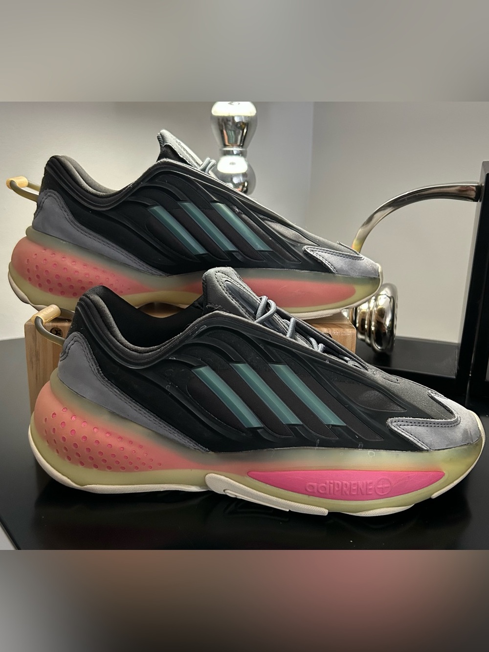 adidas Ozrah sneaker in Black with Teal & Rose Gradient